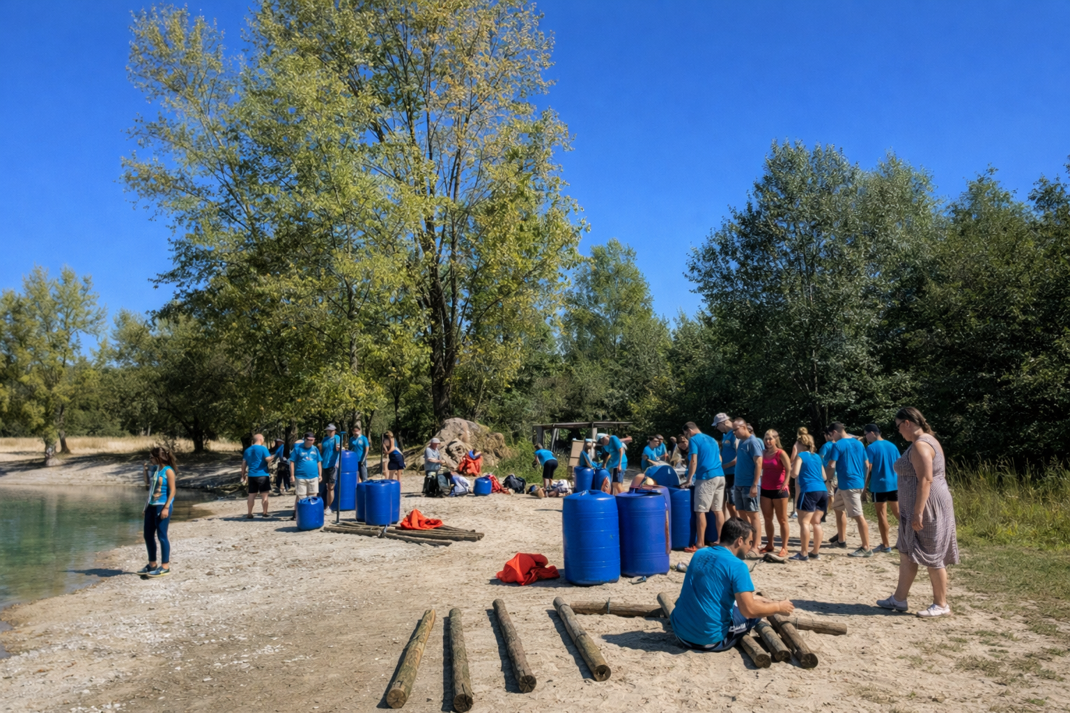 Course nautique en relais sur le plan d'eau